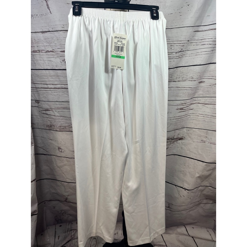 Alfred Dunner Women's White Straight Leg Elastic Waist Pants Size 8
